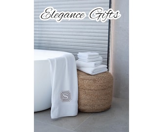 Personalized Embroidered 100% Cotton Towel, Embossed Initial