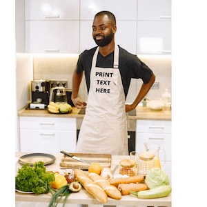 Custom Apron Printed with Text / Logo in single colour, Custom printed Apron, Custom Text Apron, Personalised Apron Gifts