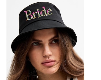 Bride Bucket Hat with Floral Embroidery | Bachelorette Party