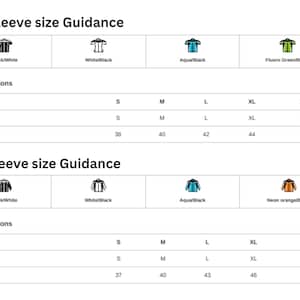 May include: Size chart for half and full sleeve shirts. The chart shows the size conversions for different chest measurements in inches. The sizes are S, M, L, XL, and XXL.