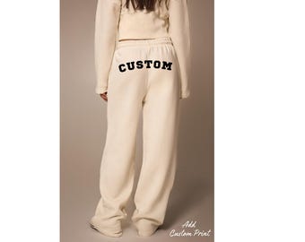 Personalized Open Bottom Sweatpants, Custom Text Print