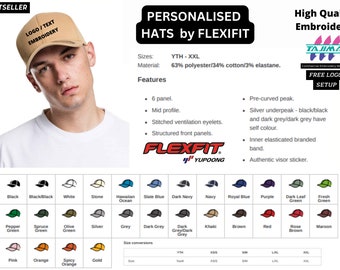 Flexfit Custom Hats | Custom Embroidered Flexfit Hat | Custom Logo Hats No Minimum | Custom Snapbacks Embroidered | Custom Company Logo Hats
