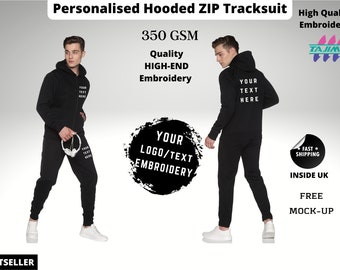 Adult Unisex 2 Piece Personalised ZIP Tracksuit, Logo /Text on Tracksuits Embroidery ,Tracksuit Embroidery ,Plain Tracksuit, Thick Tracksuit