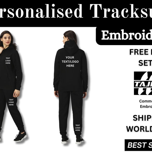 Personalised tracksuit, Logo, Text Embroidered Tracksuit or Hoodie . Gift for bride, wedding hen do gifts, custom girlfriend anniversary.