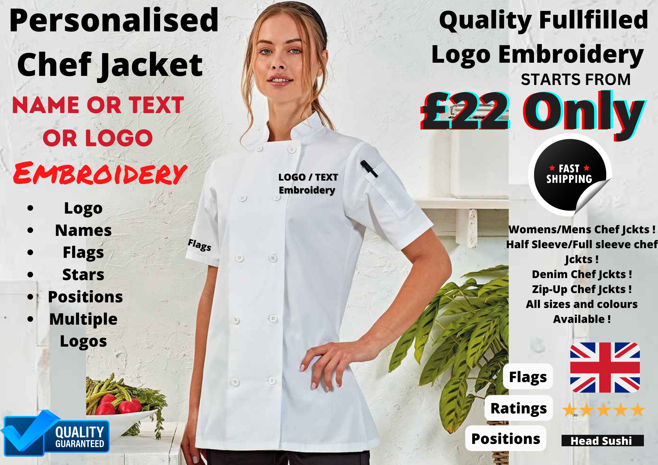 Womens Chef Jacket Etsy UK