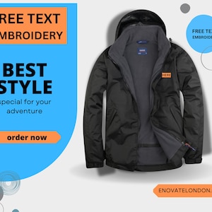 Embroidered Outdoor Jacket, Personalised Jacket, Workwear Outdoor Jacket, Waterproof Jacket, Embroidered Text On jacket, Jacket for work