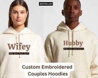 Couples Gift, Wedding gift , Anniversary Hoodie, Embroidery Wifey Hubby  Hoodie, Valentine Gift Matching Wedding Gift For Couples