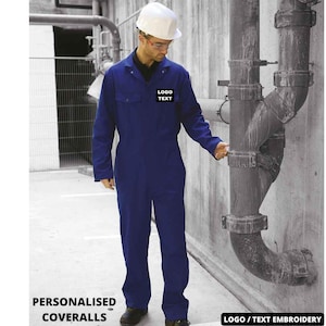 Personalised Overalls- Personalised Coveralls- Workwear-Logo Embroidery DIY Gift for Him- DIY Overalls - Mechanic Overall- Father&#39;s Day Gift