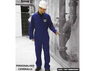 Personalised Overalls- Personalised Coveralls- Workwear-Logo Embroidery DIY Gift for Him- DIY Overalls - Mechanic Overall- Father&#39;s Day Gift