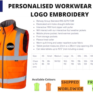 Workwear Bodywarmers /Leo workwear/Logo Embroidery/Highvis Body warmers/ Bodywaremers with warm quilting/Class 2 Bodywarmer ISO 20471