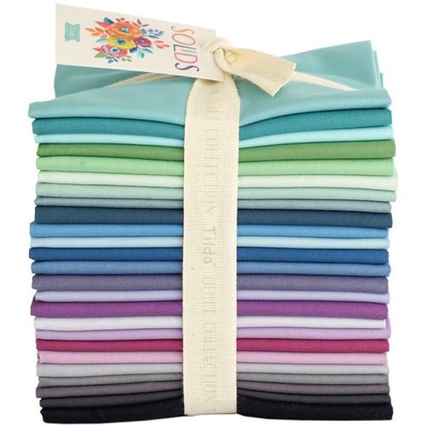 Tilda Solids FQ Bundle in Cool - 25 Fat Quarters - Premium Quilting Cotton