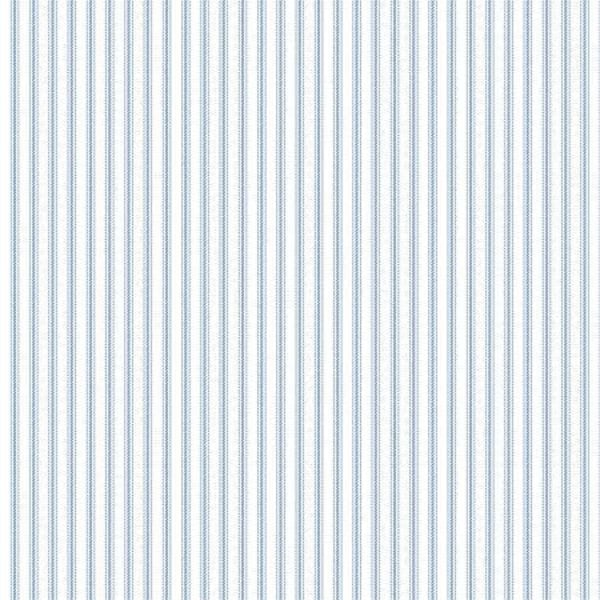 Stitchin' Housewives Stripe in Blue - Blue ticking stripe on Premium White Cotton - by Henry Glass & Co.