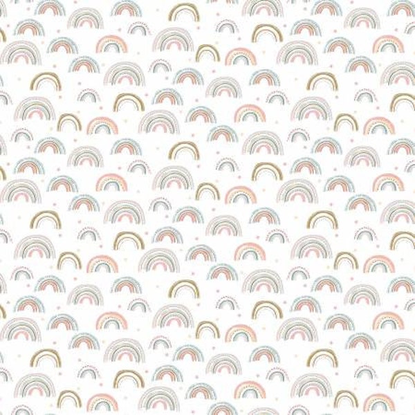 Follow the Rainbow Flannel in White by Dear Stella Designs - Premium Cotton Flannel