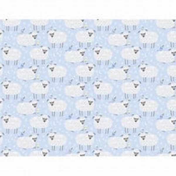 Baby Buddies Blue Sheep by Contempo for Benartex cotton fabric, sold in 1/4 yard increments