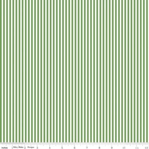 Riley Blake&#39;s Stripe in Clover Green, 1/8&quot; stripe - Premium Cotton Fabric - Sold in 1/2 Yard Increments