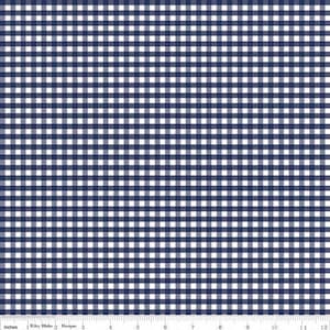 Riley Blake&#39;s Gingham Check in Navy, 1/8&quot; Gingham - Premium Cotton Fabric - Sold in 1/2 Yard Increments