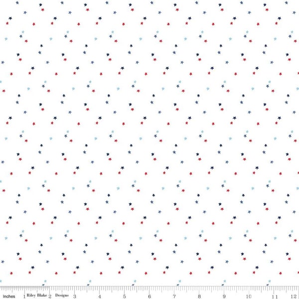 Seasonal Basics Stars in Red, White and Blue by Lori Holt for Riley Blake Designs - Premium Cotton