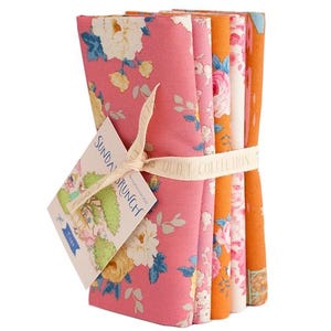 Tilda Sunday Brunch 5pc FQ Bundle in Pink - 5 Fat Quarters 20&quot; x 22&quot; - Premium Cotton Fabrics