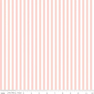 Riley Blake 1/4&quot; Stripe in Baby Pink by RBD - Premium Quilting Cotton - Sold in 1/2 Yard Increments