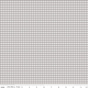 Riley Blake&#39;s Small Gingham Check in Gray, 1/8&quot; Gingham - Premium Cotton Fabric - Sold in 1/2 Yard Increments