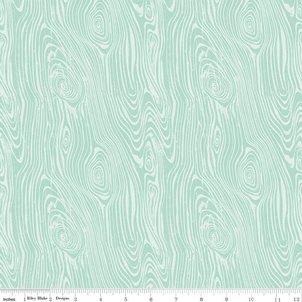 Glamp Camp's Wood Grain in Mint by Riley Blake Designs - Premium Cotton Fabric