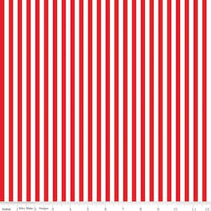 Riley Blake 1/4&quot; Stripe in Red by RBD - Premium Cotton Fabric - Sold in 1/2 Yard Increments