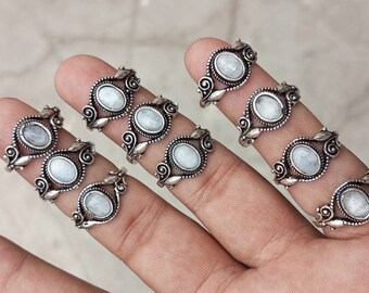 70% Off. Rainbow Moonstone Ring 925 Sterling silver Plated Handmade jewelry ring Wholesale Lot Rings, Moonstone Gemstone Rings Lot,Size 6-10