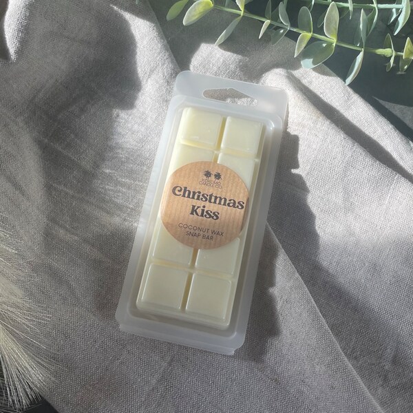 Christmas Kiss Wax Melt Snap Bar | Christmas Sweet Perfume Scent | Creamy Vanilla | Toffee | Orange | Coconut | Wax Melt Stocking Filler |