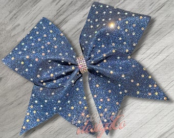 Glitter and Rhinestone Cheer Bow, Made to Order in Choice of Glitter Color, Game Day Bow, Competition Bow, Dance Team Bow, Pom Team Bow