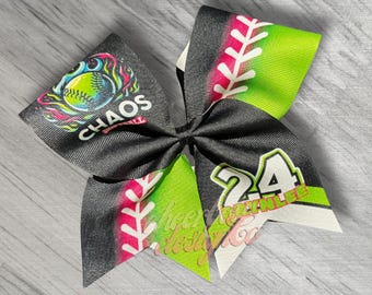 Sublimated Softball Team Bow: Custom Mascot Hair Bow