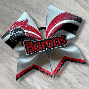 Mascot Cheer Bow Sublimated Glitter Custom Color with Removable 3D Center