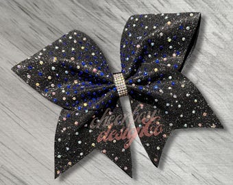 Rhinestone Cheer Bow, Custom Glitter Color Team Bow, Game Day, All-Star Competition, Dance, Pom