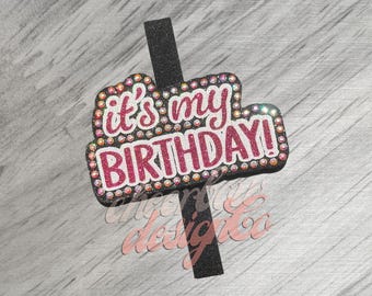 Glitter Birthday Cheer Bow Center: Custom 3-D Removable Design