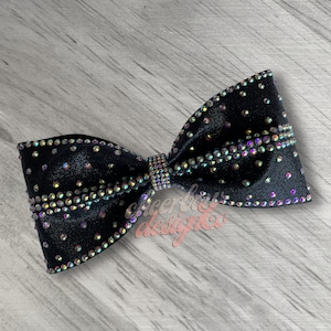 Tailless Glitter and Rhinestone Cheer Bow, Made to Order, Choice of Colors, Multiple Size Options