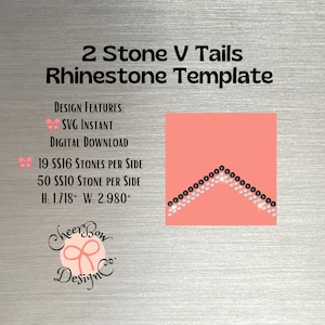 Rhinestone Template Instant Digital Download - SVG File Two Stone Chevron Bow Tails for Cheer Bows or Hair Bows