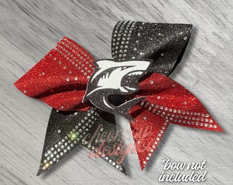 Glitter Shark Cheer Bow Center: 3" Removable, Custom Colors