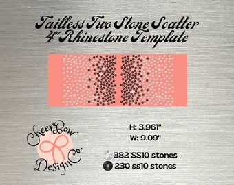4" Cheer Bow Rhinestone Template: Two Stone Scatter Design (Digital Download)