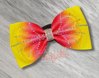 Rhinestone Cheer Bow: Sublimated Ombre Glitter, Tailless Design
