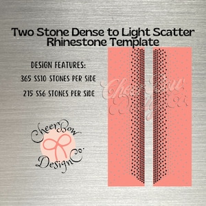 Rhinestone Template Instant Digital Download for 3&quot; Cheer Bow, Two Stone Dense to Light Scatter SS10, SS6
