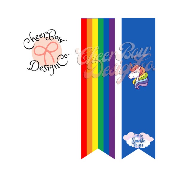 Sublimation Instant Digital Download-  Rainbow and Unicorn Design for 3" Cheer Bow