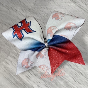 Sublimated Mascot Cheer Bow or Softball Bow; Made to Order With Team Logo in  Your Team or School Colors