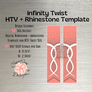 Strass et téléchargement numérique instantané HTV - Infinity Twist - Pour noeud Cheer de 3 po.