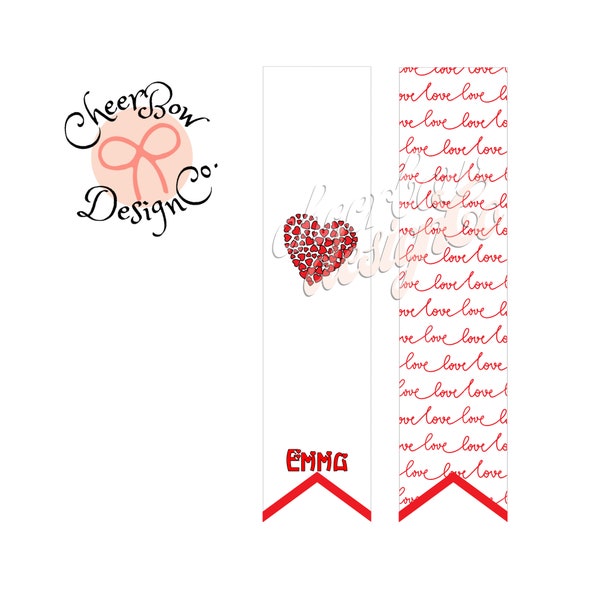 Love and Hearts Valentine's Day Sublimation Digital Download for 3" Cheer Bow