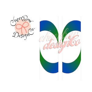 May include: A green and blue gradient design with the text "Cheer Bow Design Co." in pink.