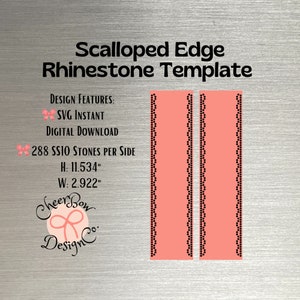 Rhinestone Template Instant Digital Download for 3&quot; Cheer Bow, Scalloped Edge,  ss10 Rhinestone Pattern, Rhinestone SVG