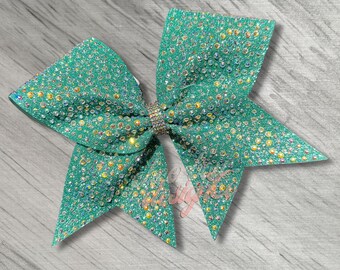Illuminate Glitter Cheer Bow With Rhinestones - Made to Order in Your Choice of Colors, Customized Team Bow for Cheer, Dance, Pom