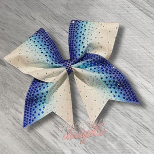 Glory Cheer Bow, Sublimated Full Glitter and Rhinestone Bow, Custom Color Team Bow, Game Day, Competition, Dance, Pom