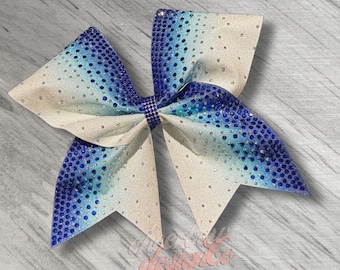Glory Cheer Bow, Sublimated Full Glitter and Rhinestone Bow, Custom Color Team Bow, Game Day, Competition, Dance, Pom