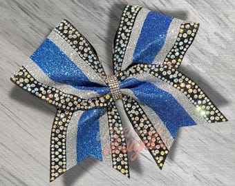 Glitter Cheer Bow: Rhinestone Game Day Hair Bow, Custom Team Colors