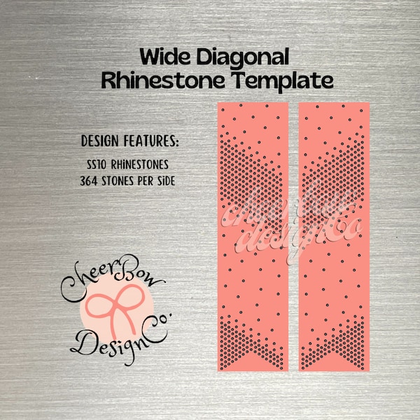 Rhinestone Template Instant Digital Download for 3" Cheer Bow, Diagonal Tail and Loop,  ss10